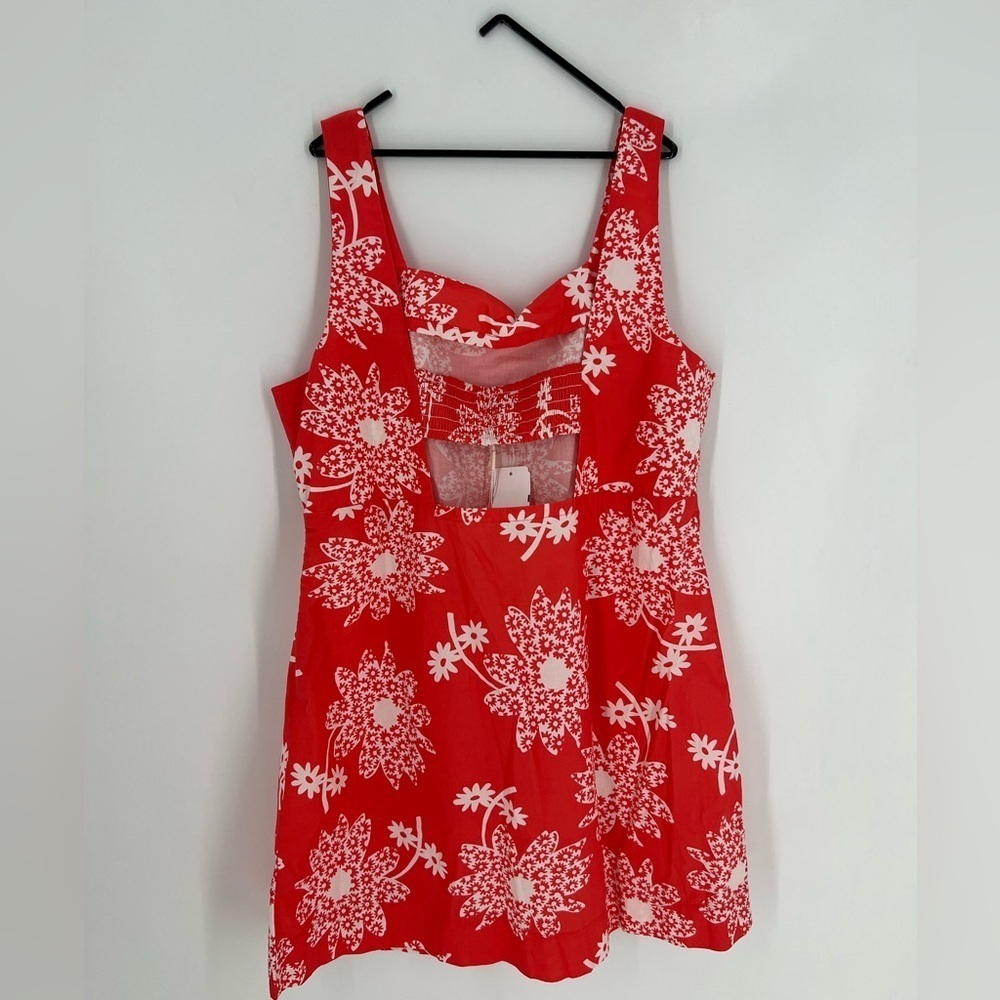 Ciao Lucia Aukai Floral Square Neck Cotton Mini Dress In Red Multi — image 6 of 8